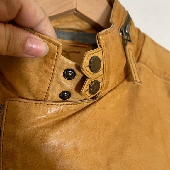 Tristan real leather jacket mustard  colour - Picture 2 of 6